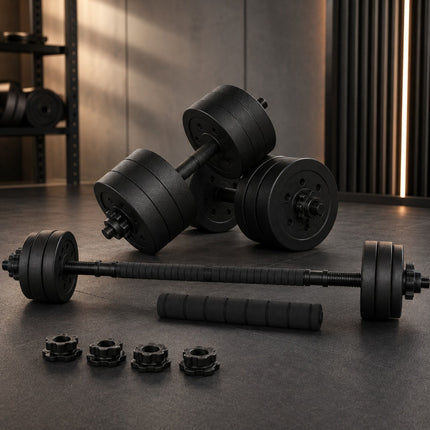 Adjustable Dumbbell Barbell Set with Push Bar & Connecting Rod – Home Gym Weight