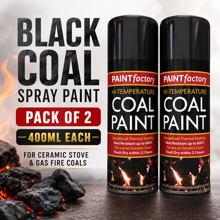 Black Coal Spray Paint 400ML High Temp Heat Resistant Ceramic Stove Gas 2-Pack