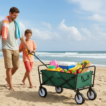 Collapsible Folding Wagon Trolley Cart 80kg On Wheels Festival Camping & Garden