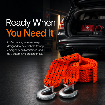 Tow Strap With Hooks 4m Heavy Duty Recovery Belt