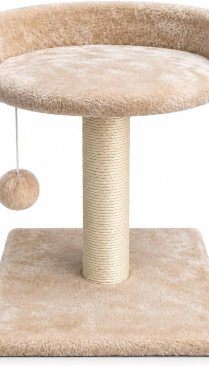 Compact Cat Tree 41cm Sisal Scratching Post Soft Plush Bed Hanging Ball Toy