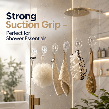 Suction Wall Hooks 12-Pack Clear Heavy Duty Holders
