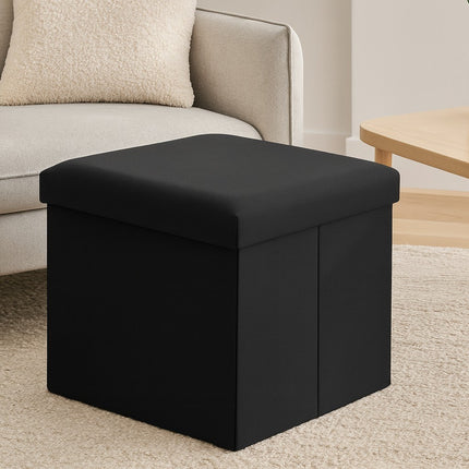Folding Storage Box Faux Leather Home Footstool Ottoman Seat Stool Storage Boxes
