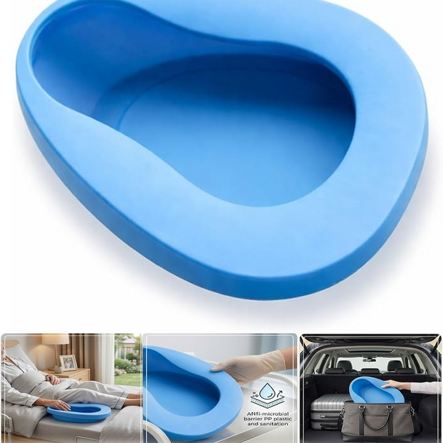 Heavy Duty PP Bedpan Adults Elderly Disabled Firm Thick Stable Bed Urinal 36.5cm