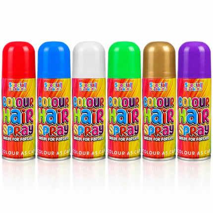 Temporary Hair Colour Spray 200ml Washable Glitter & Classic Dress Party Colours