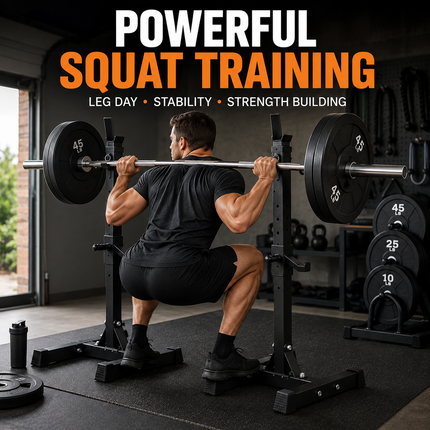 Barbell Rack Weight Lifting Bench Press Gym Multi Purpose Adjustable Squat Stand