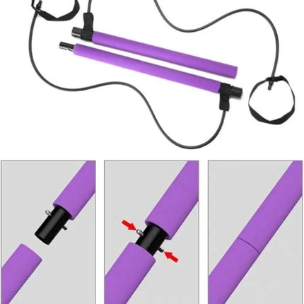 Portable Pilates Bar with Resistance Bands Multifunctional Exercise Toning Stick