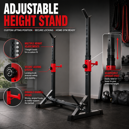 Adjustable Squat Rack Weight Bench Press Gym Push up Barbell Stand Holder