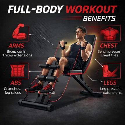 Weight Bench Adjustable Incline Foldable Strength Training Full Body Workout Gym