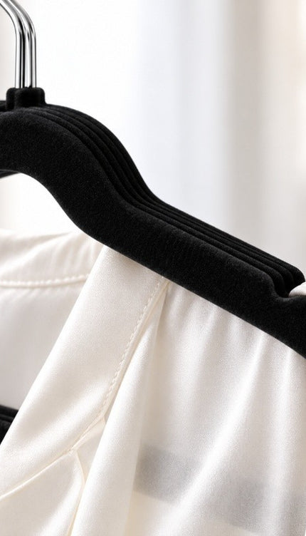 20 Pack Velvet Hangers Black Non Slip Flocked Coat Clothes Wardrobe Space Saving