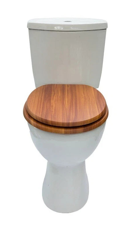 18'' Universal Wooden Toilet Seat | Easy Fit Bathroom WC Seat with Fixings