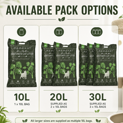 Bentonite Cat Litter Clumping Unscented Dust Free Odour Control 10L 20L 30L