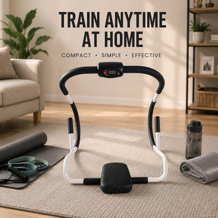 Ab Roller Wit Monitor Sit Up Crunch Core Trainer Padded Headrest Gym Fitness