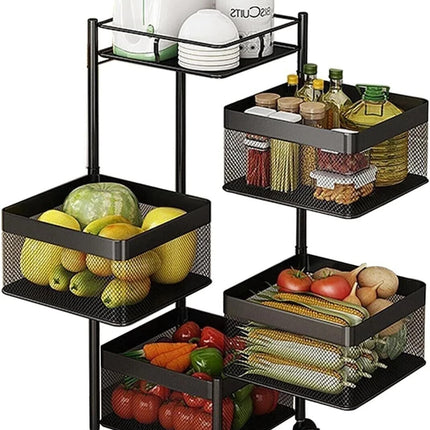 Rotating Storage Rack Trolley Cart Kitchen Bathroom Organizer Vegetable Shelf