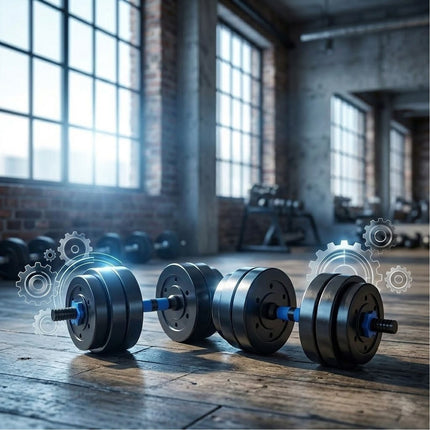 50KG Adjustable Dumbbell Barbell Set with Push Up Bar & Connecting Rod for Home