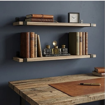 Floating Shelves Set of 3 Wall Mounted Paulownia Wood Storage Display Shelf Kit