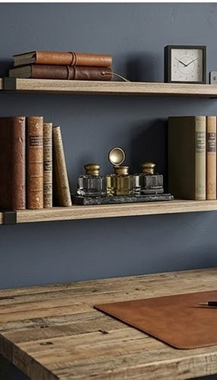 Floating Shelves Set of 3 Wall Mounted Paulownia Wood Storage Display Shelf Kit