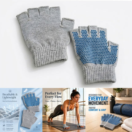 Half Finger Gym Gloves Non Slip Yoga Fitness Exercise Training Sports Pilates