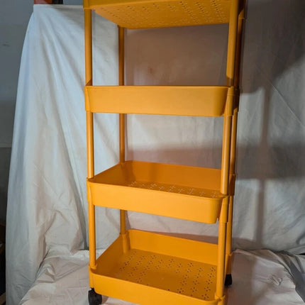 4 Tier Storage Rack Shelf Rotating Kitchen Bathroom Serving Rolling Trolley Cart