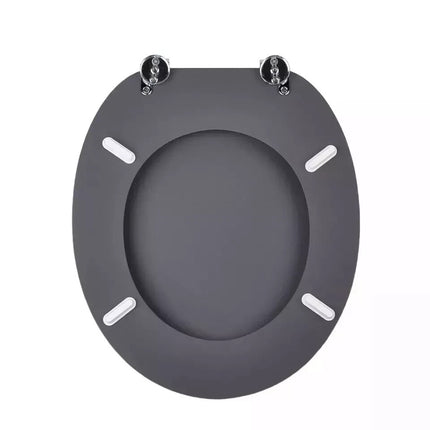 18'' Universal Wooden Toilet Seat Easy Fit Bathroom WC Seat with Fittings