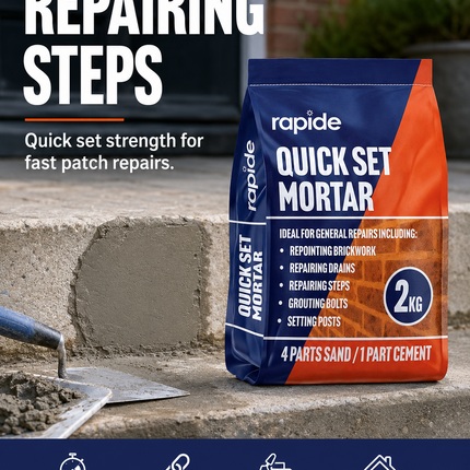 Quick Set Mortar Cement 2KG Repair Mix Drains Steps Grout