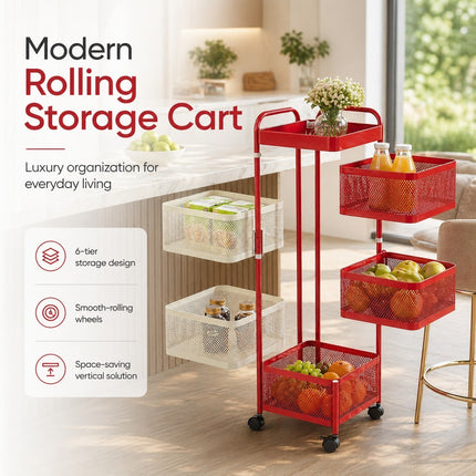 Rotating Storage Rack Square Trolley Kitchen Bathroom Organizer Vegetable Shelf