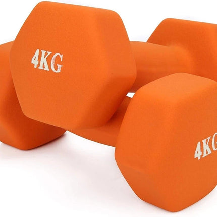 Neoprene Dumbbells 4KG Pair Hand Weights Iron Aerobic Workout Fitness Gym Orange