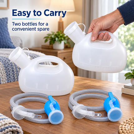Urinal Bottle 2L Men Spill-Proof 1.5M Hose Portable Bedside Travel Car Camping