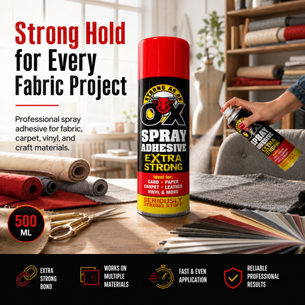 Heavy Duty Spray Adhesive Glue 500ml Extra Strong Bond Carpet Tile Fabric