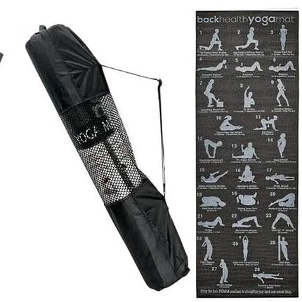 Yoga Mat Non-Slip Pilates Gym Workout With Asana Postures Printed + Carry Bag