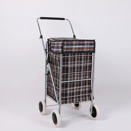 Folding Shopping Trolley Cart 4 Wheel With 60L Insulated Cooler Bag Portable