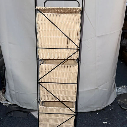 3 Drawer Slim Bathroom Storage Unit Woven Organizer Cabinet Box for Bathroom Use