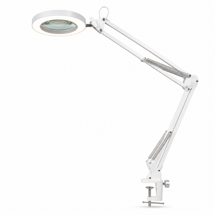 3X Magnifying Desk Lamp LED Light Dimmable 3 Light Colour Step Dimming Swing Arm