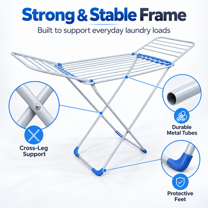Winged Folding Clothes Airer Heavy Duty Metal Laundry Drying Rack Indoor 18M/25M
