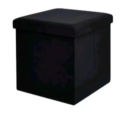 Folding Storage Box Faux Leather Home Footstool Ottoman Seat Stool Storage Boxes