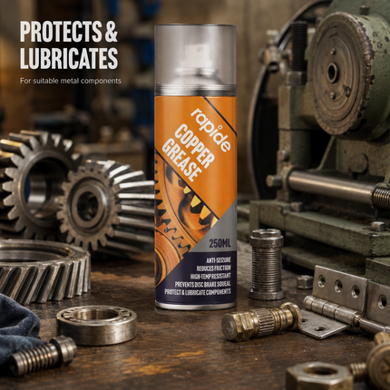 2x Rapide Copper Grease Spray 250ml Protects Lubricates Prevent Seizure Squeaks