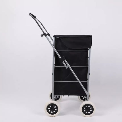 Folding Shopping Trolley Cart 4 Wheel With 60L Insulated Cooler Bag Portable