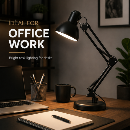Adjustable Architect Desk Lamp E27 with Base & Clamp Metal Swing Arm Study Light