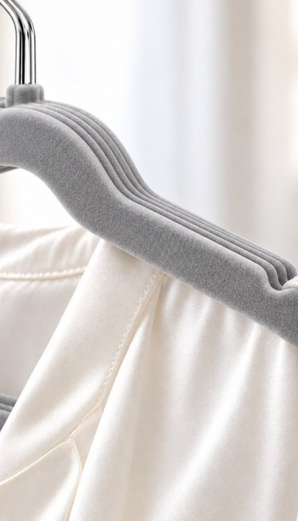 20 Pack Velvet Hangers Grey Non Slip Flocked Coat Clothes Wardrobe Space Saving