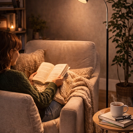 Metal Floor Lamp with Adjustable Neck & Heavy Base, Perfect for Reading & Office
