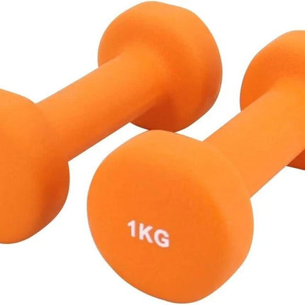 1KG x 2 Neoprene Dumbbells Iron Hand Weights Aerobic Workout Fitness Gym Orange