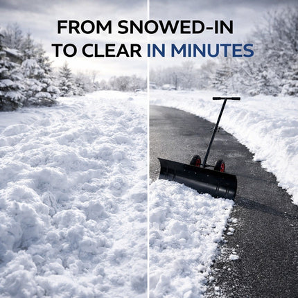 Snow Shovel with Wheels Adjustable Handle Multi Angle Snow Pusher Blade
