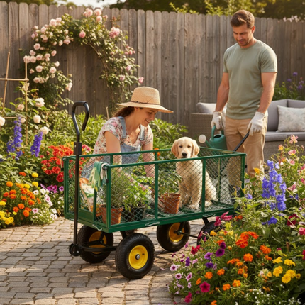 Garden Trolley TRAILER Deluxe High Sided Cart 500kg H Duty Festival Camping LARG