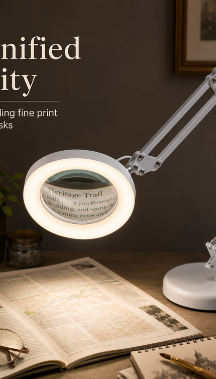 3X Magnifying LED Desk Lamp with Adjustable Arm & Dimming