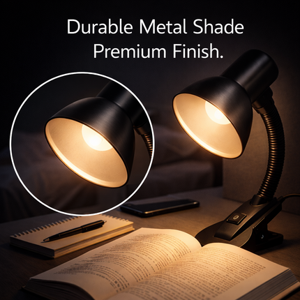 Adjustable Desk Clamp Lamp Bed Study Reading Light Clip On Table Lamp Black