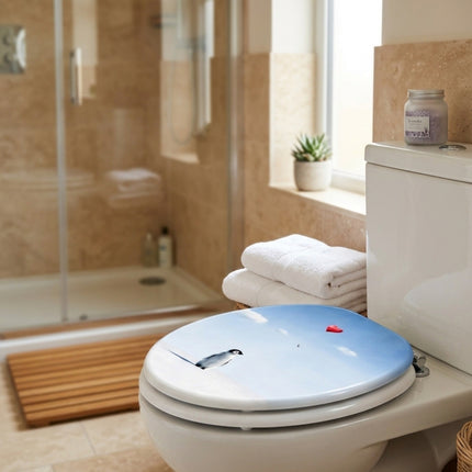 18" Universal Toilet Seat MDF Wooden Bathroom WC Easy Fit + Fittings Novelty
