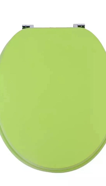 Universal Toilet Seat Lime Green Wooden MDF Easy Fit Bathroom WC Seat 18 Inches