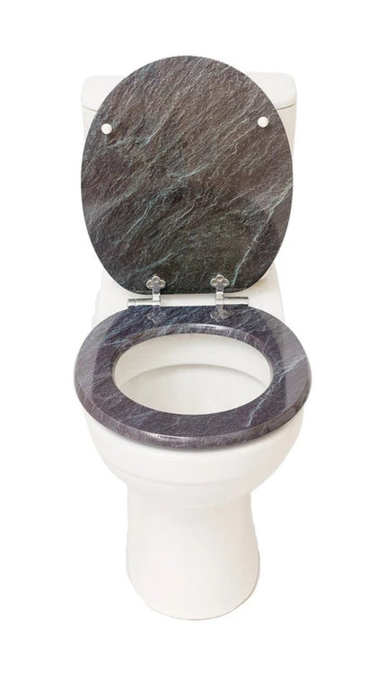 18'' Universal Wooden Toilet Seat Easy Fit Bathroom WC Seat with Fittings