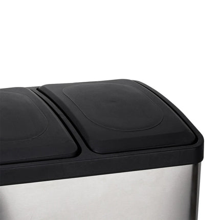 Dual Compartment Recycling Pedal Bin 2x15L Stainless Steel Kitchen Waste Bin