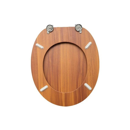 18'' Universal Wooden Toilet Seat | Easy Fit Bathroom WC Seat with Fixings